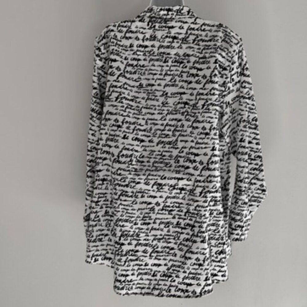 Chico's Size 3 Women's Oversized Shirt Button Down. White and Black Design - Picture 2 of 14